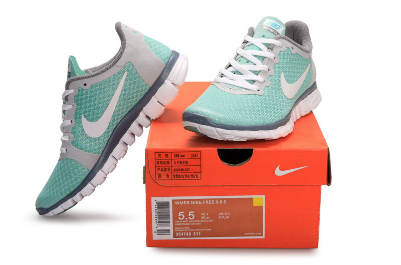 Latest Nike Free Run 3.0 Green Grey White Shoes - Click Image to Close