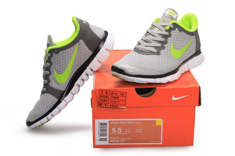 Latest Nike Free Run 3.0 Grey Black Green Shoes - Click Image to Close