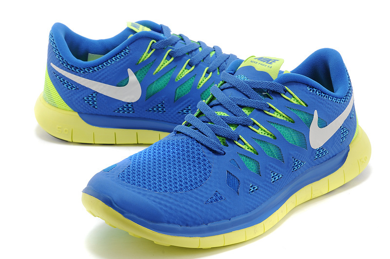 New Nike Free Run 5.0 Blue Yellow Shoes