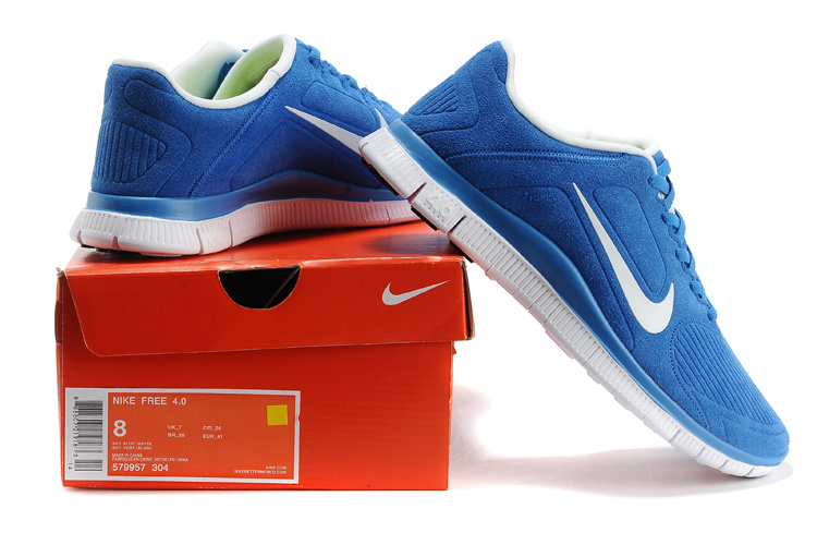 New Nike Free Run 4.0 V3 Suede Blue White Shoes