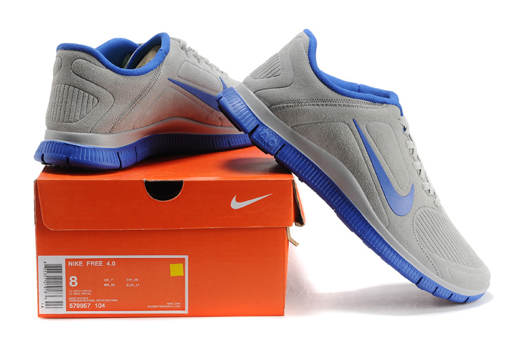 New Nike Free Run 4.0 V3 Suede Grey Blue Shoes - Click Image to Close
