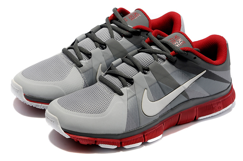 New Nike Free 5.0 Grey Silver Red Shoes - Click Image to Close