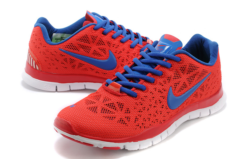 New Nike Free Run 5.0 Red Blue Shoes