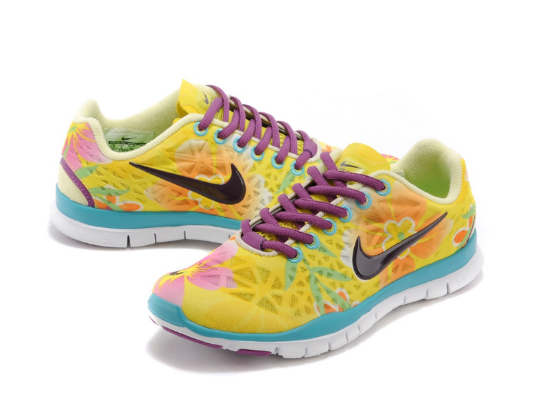 New Women Nike Free Run 5.0 Yellow Purple Blue