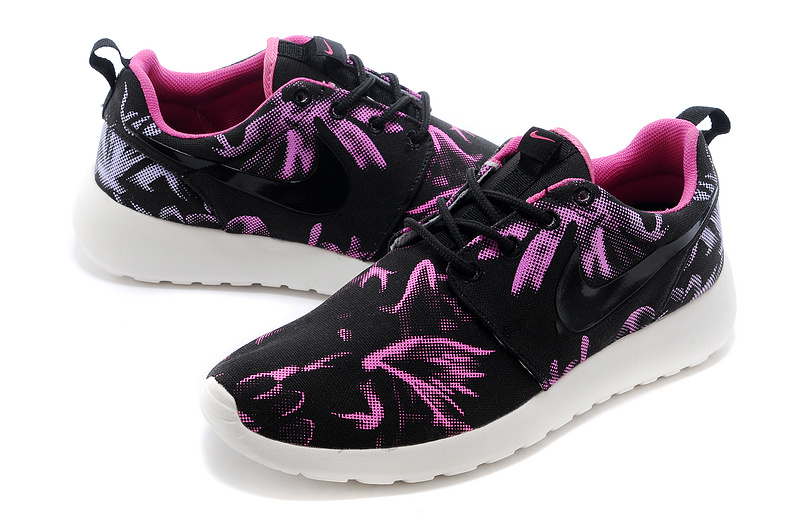 New Nike Roshe Run Black Purple Print Lovers Shoes