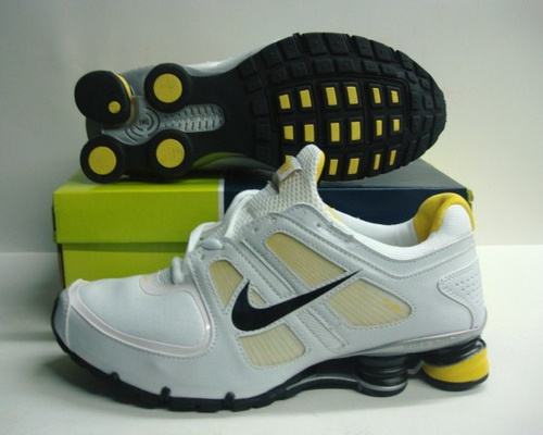 Sportive Nike Shox R5 White Yellow Running Shoes