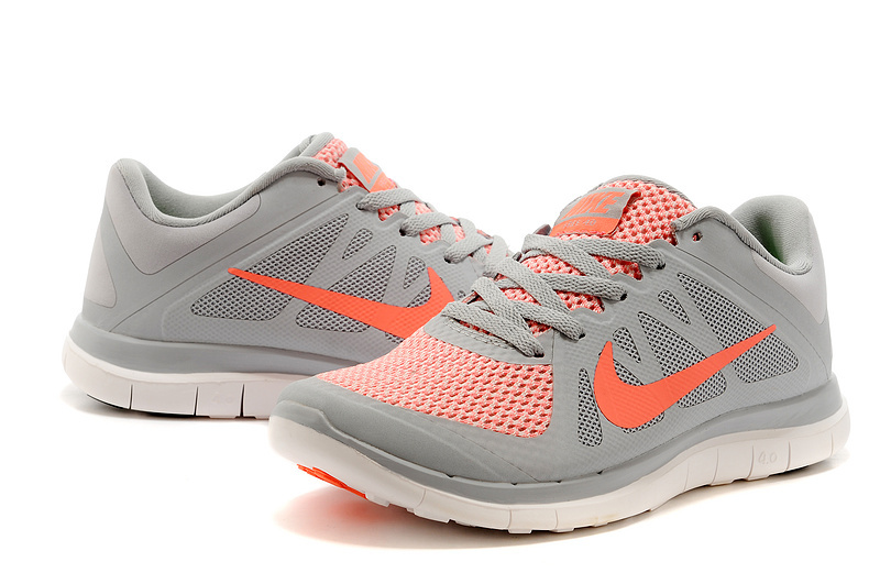 New Women Nike Free 4.0 V4 Grey Orange White Running Shoes - Click Image to Close