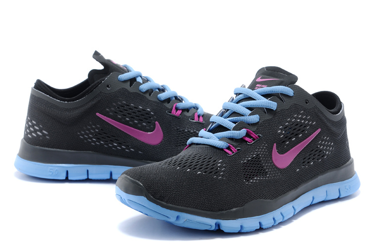 New Women Nike Free Run 5.0 Black Blue Purple Training Shoes - Click Image to Close