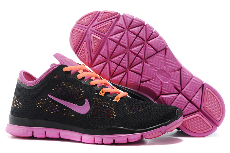 New Women Nike Free Run 5.0 Black Purple Orange Training Shoes