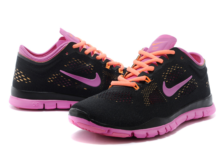 New Women Nike Free Run 5.0 Black Purple Orange Training Shoes