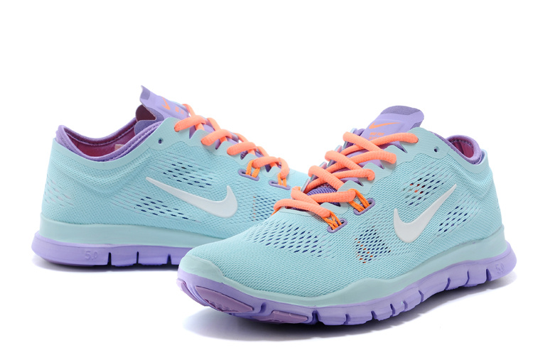 New Women Nike Free Run 5.0 Green Purple Orange Training Shoes - Click Image to Close