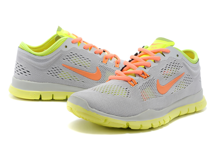 New Women Nike Free Run 5.0 Grey Orange Fluorscent Training Shoes