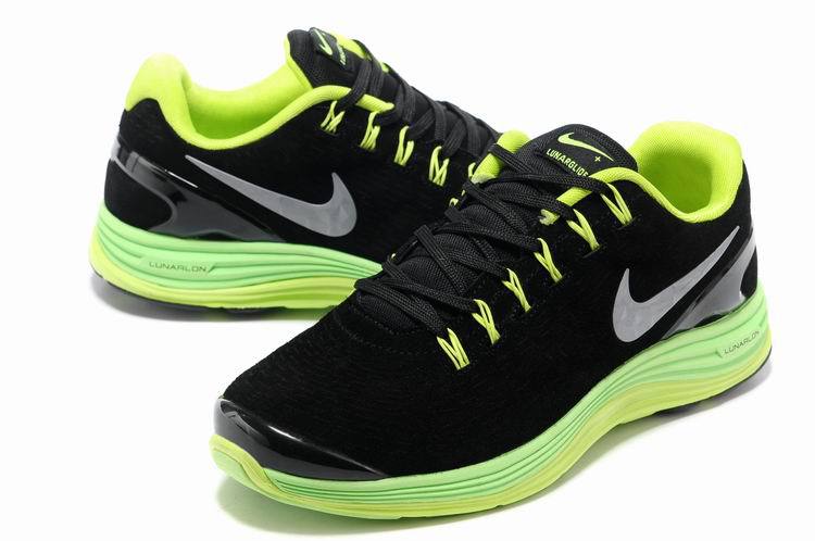 Nike 2013 Moonfall Black Green Yellow Running Shoes