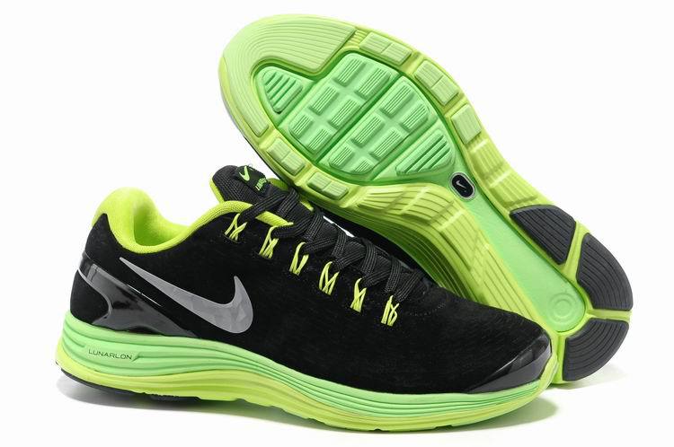 Nike 2013 Moonfall Black Green Yellow Running Shoes