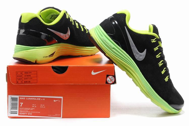 Nike 2013 Moonfall Black Green Yellow Running Shoes - Click Image to Close