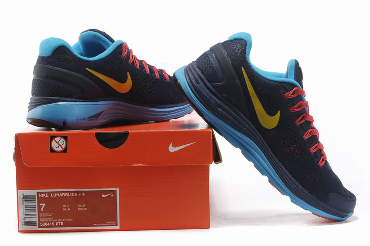 Nike 2013 Moonfall Grenadine Black Blue Red Yellow Running Shoes - Click Image to Close
