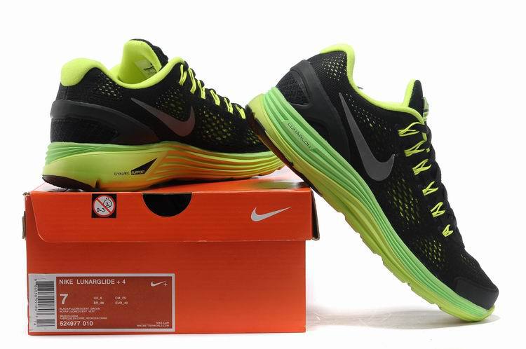 Nike 2013 Moonfall Grenadine Black Yellow Green Running Shoes - Click Image to Close