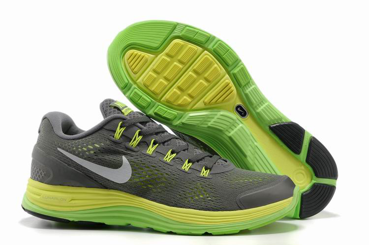 Nike 2013 Moonfall Grenadine Grey Yellow Green Running Shoes - Click Image to Close