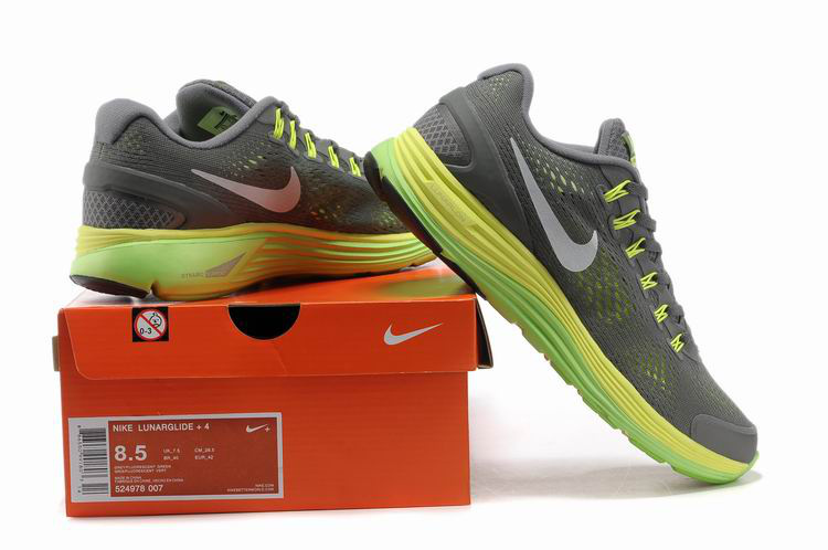 Nike 2013 Moonfall Grenadine Grey Yellow Green Running Shoes