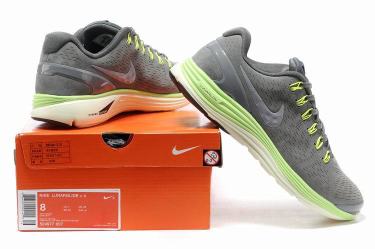 Nike 2013 Moonfall Grey Green White Running Shoes - Click Image to Close