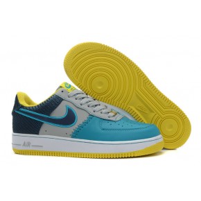 Nike Air Force 1 Low Grey Blue Yellow Shoes - Click Image to Close