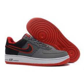 Nike Air Force 1 Low Grey Red White Shoes - Click Image to Close