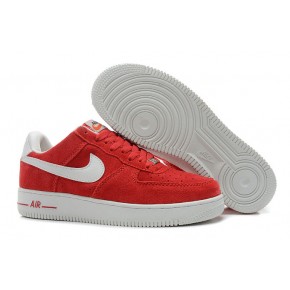 Nike Air Force 1 Low Suede Red White Shoes - Click Image to Close