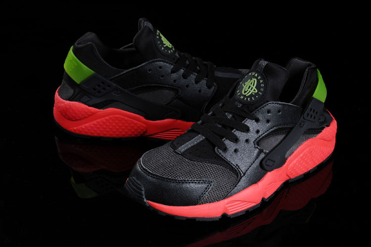 Nike Air Huarache Black Red Green Running Shoes - Click Image to Close