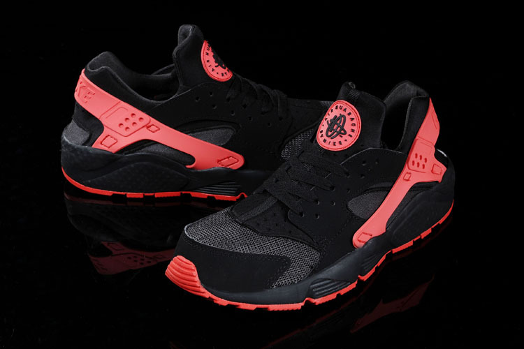 Nike Air Huarache Black Red Running Shoes - Click Image to Close