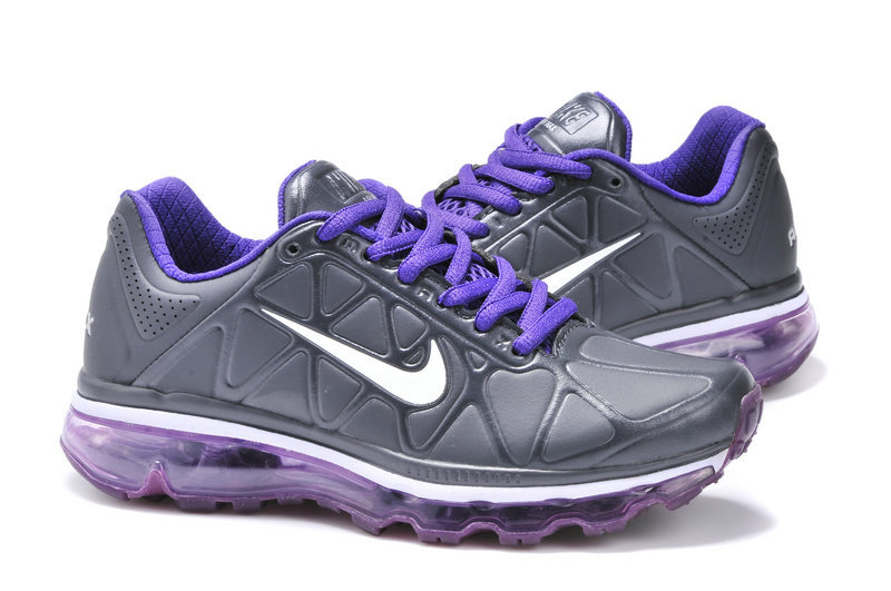 Men Nike Air Max 09 5 Leather Black Purple - Click Image to Close