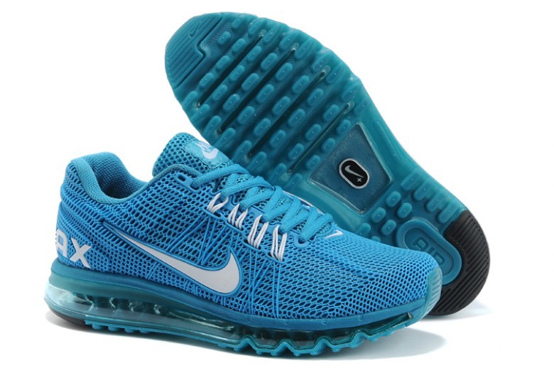 Nike Air Max 2013 All Blue Running Shoes - Click Image to Close