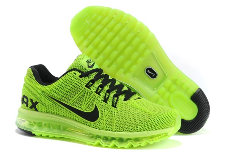 Nike Air Max 2013 Fluorscent Green Black Lovers Running Shoes