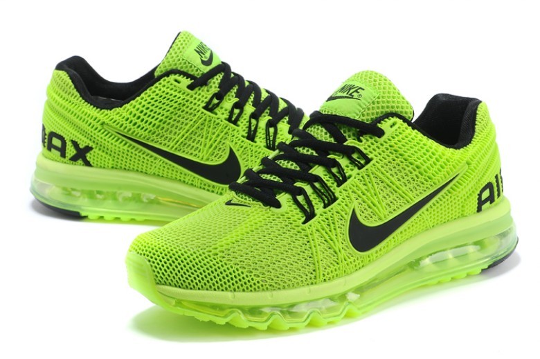 Nike Air Max 2013 Fluorscent Green Black Lovers Running Shoes - Click Image to Close