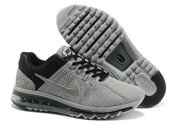 Nike Air Max 2013 Grey Black Running Shoes - Click Image to Close