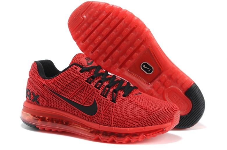 Nike Air Max 2013 Red Black Logo Running Shoes