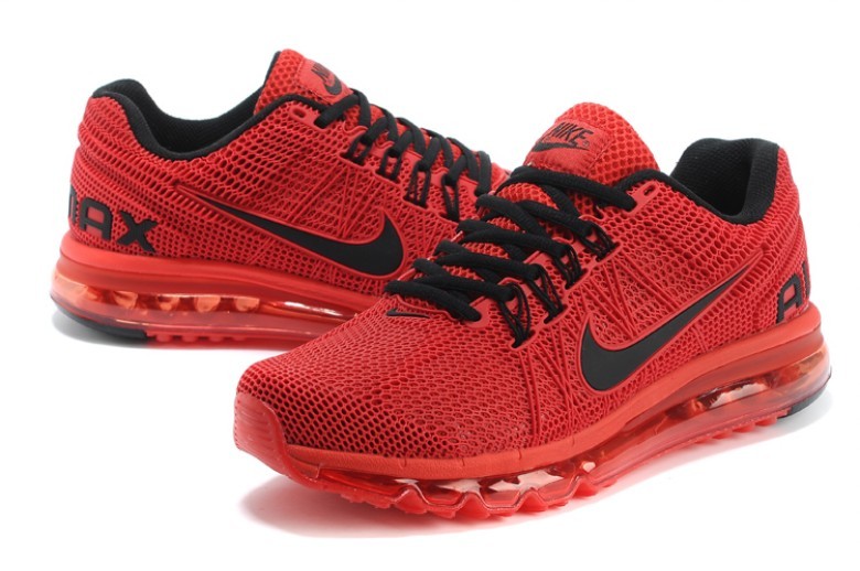 Nike Air Max 2013 Red Black Logo Running Shoes