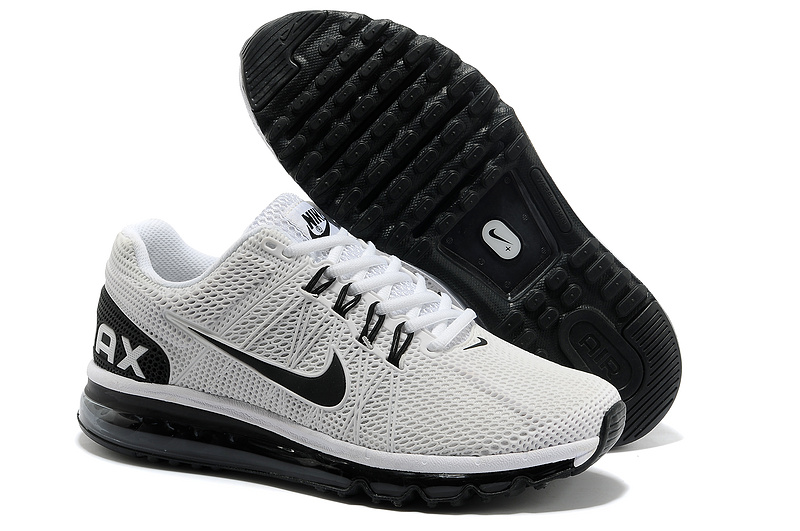 Nike Air Max 2013 White Black Running Shoes - Click Image to Close