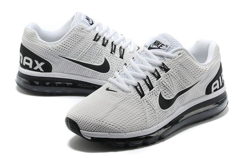 Nike Air Max 2013 White Black Running Shoes - Click Image to Close