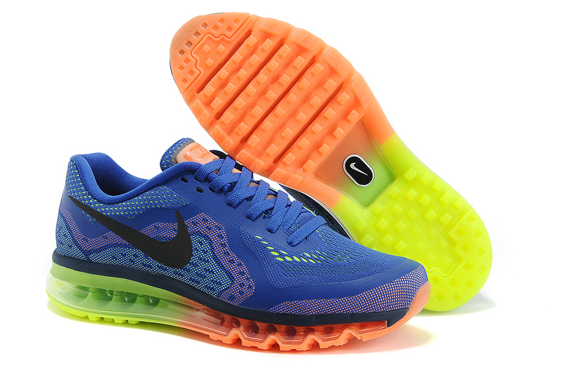 Nike Air Max 2014 Cushion Blue Orange Green Black Logo Shoes - Click Image to Close