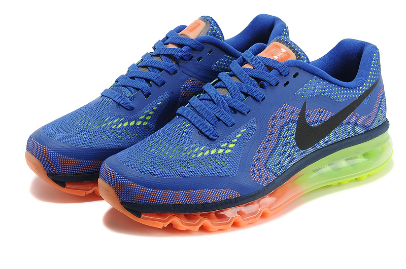 Nike Air Max 2014 Cushion Blue Orange Green Black Logo Shoes - Click Image to Close