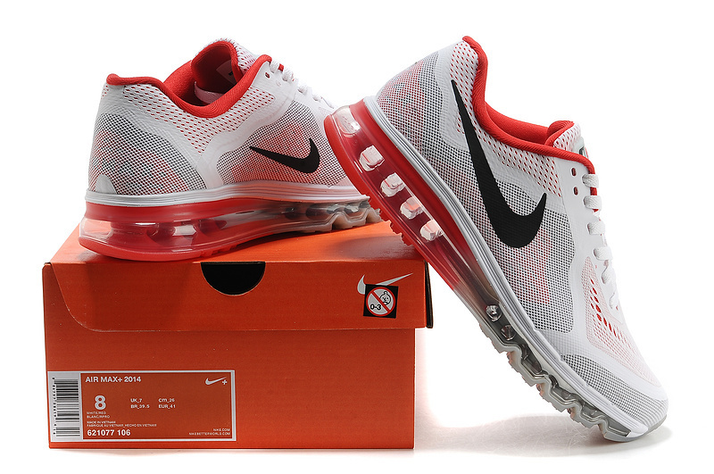 Nike Air Max 2014 Cushion White Grey Red Shoes - Click Image to Close