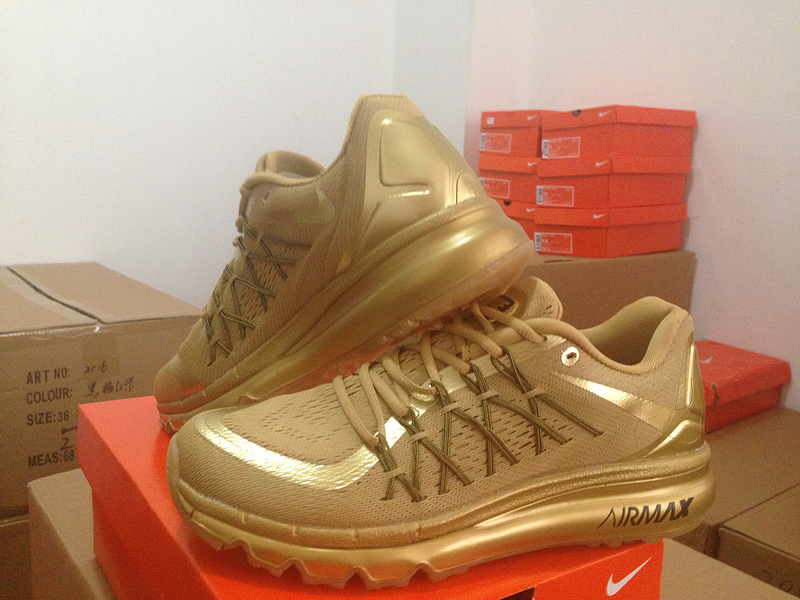 Nike Air Max 2015 All Gold Shoes - Click Image to Close