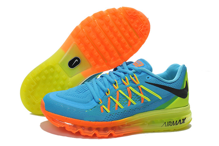 Nike Air Max 2015 Whole Palm Blue Orange Green Women Shoes - Click Image to Close