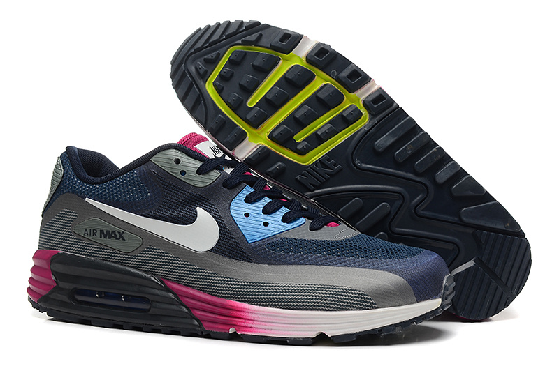 Women Nike Air Max 25 Anniversary Lunar90 C3 Black Grey Blue Shoes - Click Image to Close