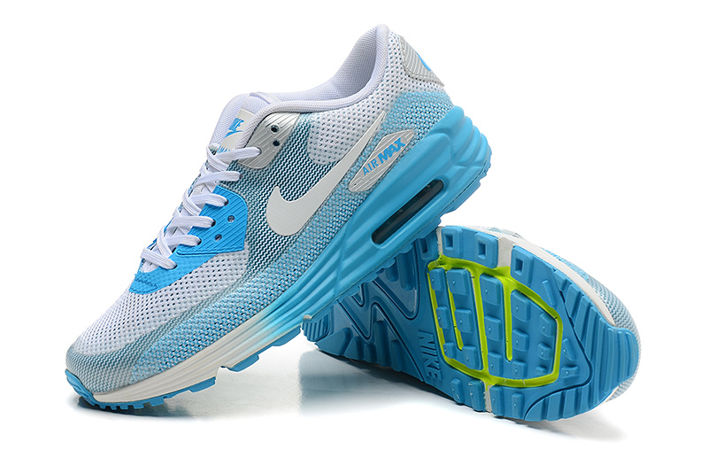 Women Nike Air Max 25 Anniversary Lunar90 C3 Silver Light Blue Shoes - Click Image to Close