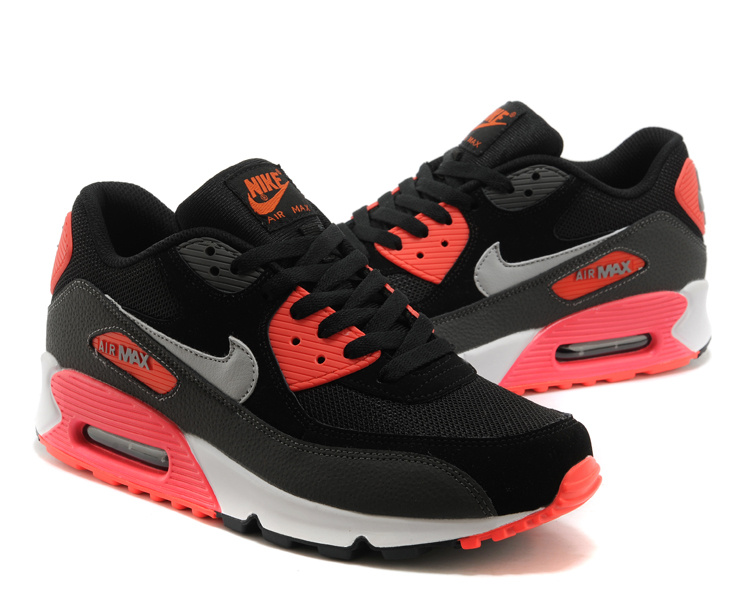 Nike Air Max 90 Black Orang Red Mens Shoes - Click Image to Close