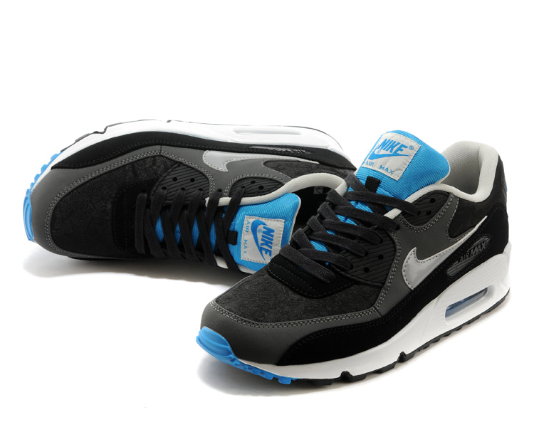 Nike Air Max 90 Black White Blue Mens Shoes - Click Image to Close