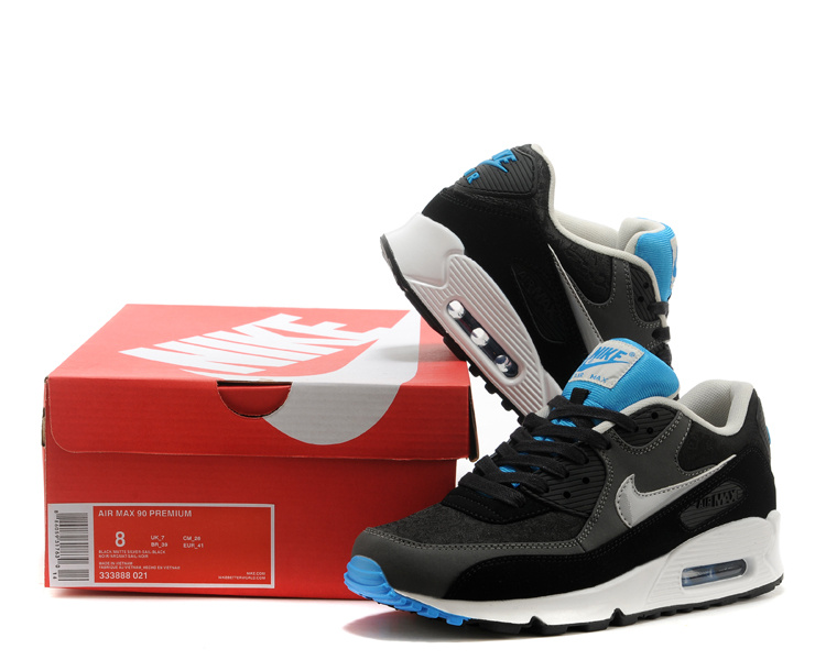 Nike Air Max 90 Black White Blue Women Shoes