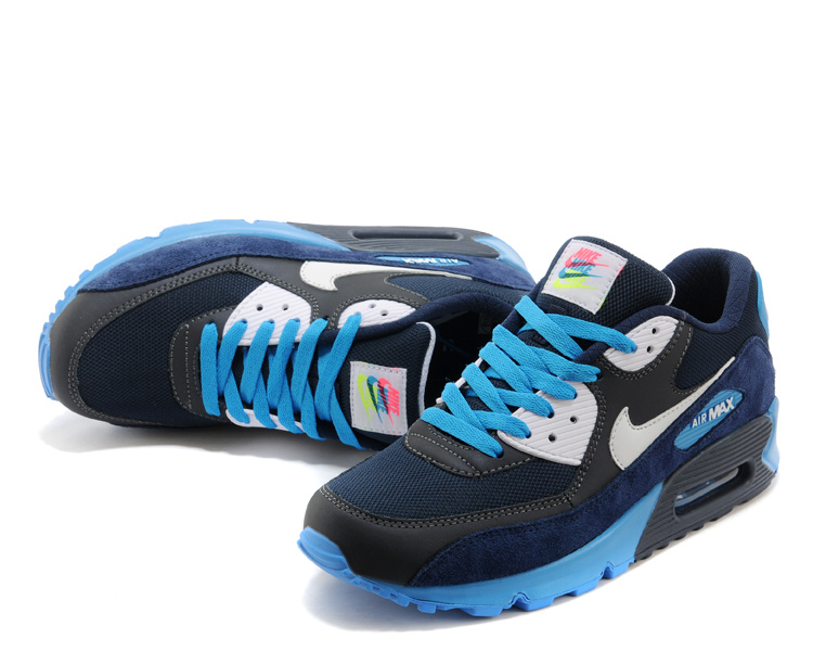Nike Air Max 90 Dark Blue Black Mens Shoes - Click Image to Close