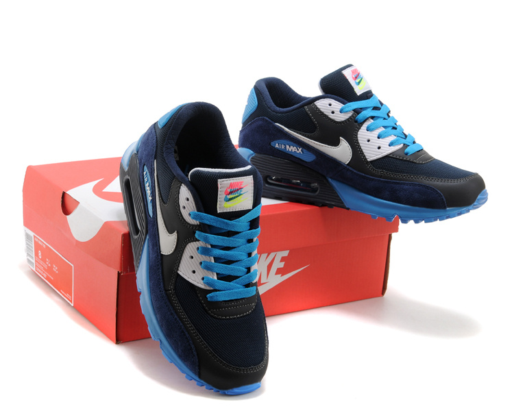 Nike Air Max 90 Dark Blue Black Women Shoes - Click Image to Close